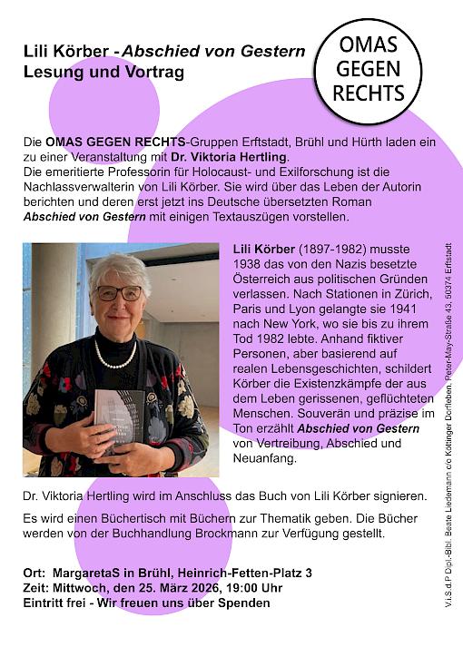 Lili Körber: Abschied von Gestern - Lesung und Vortrag